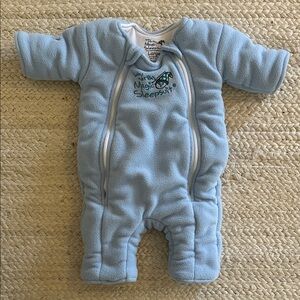 Baby Merlin’s Magic Sleepsuit blue micro-fleece, 6M size Large